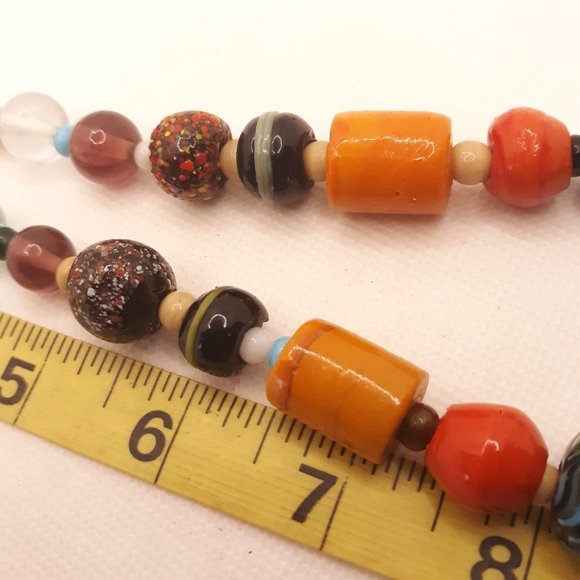 Multi Color Art Glass Bead Necklace - Picture 5 of 8